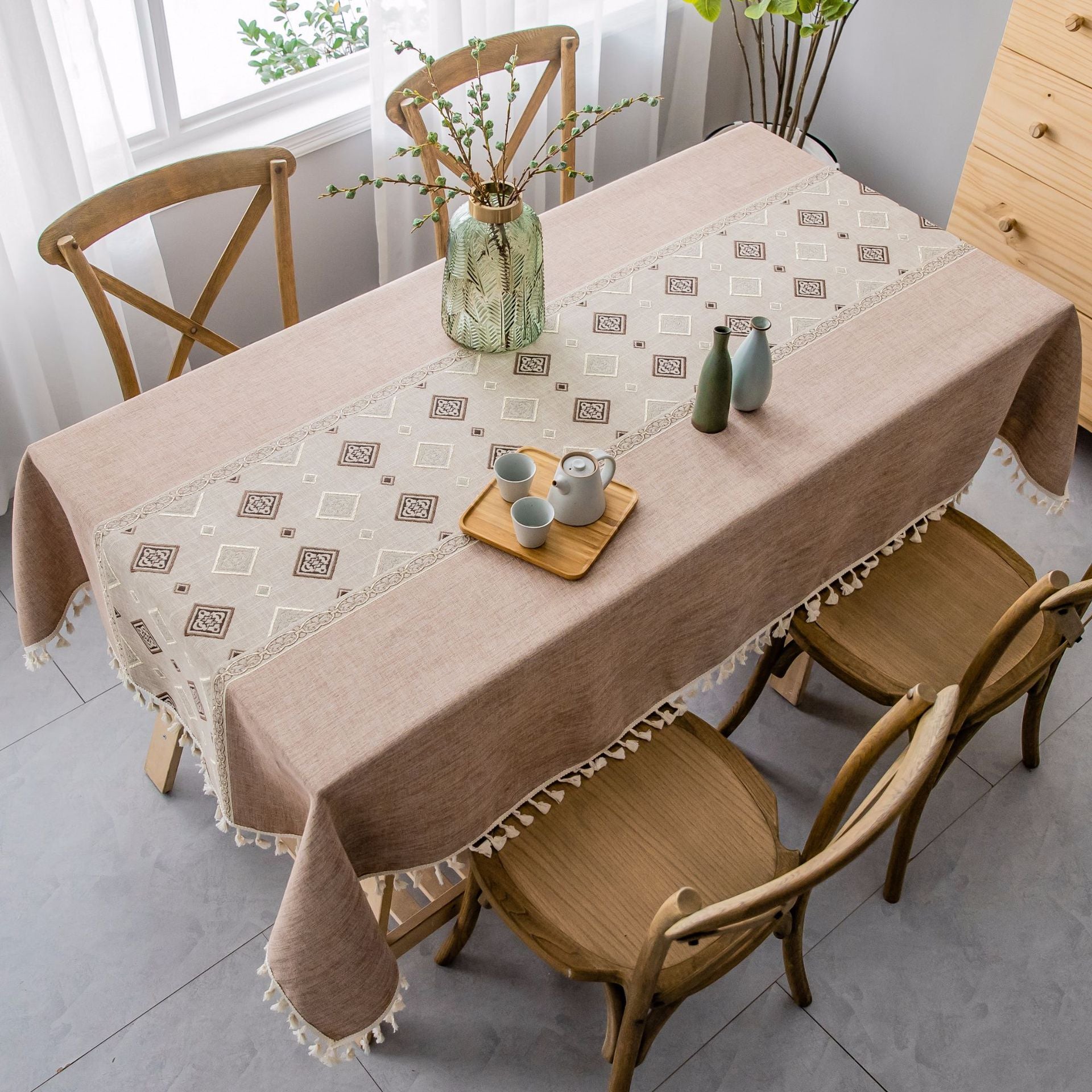 Tovaglia Lavabile in Lino | Stile Etnico Mediterraneo
