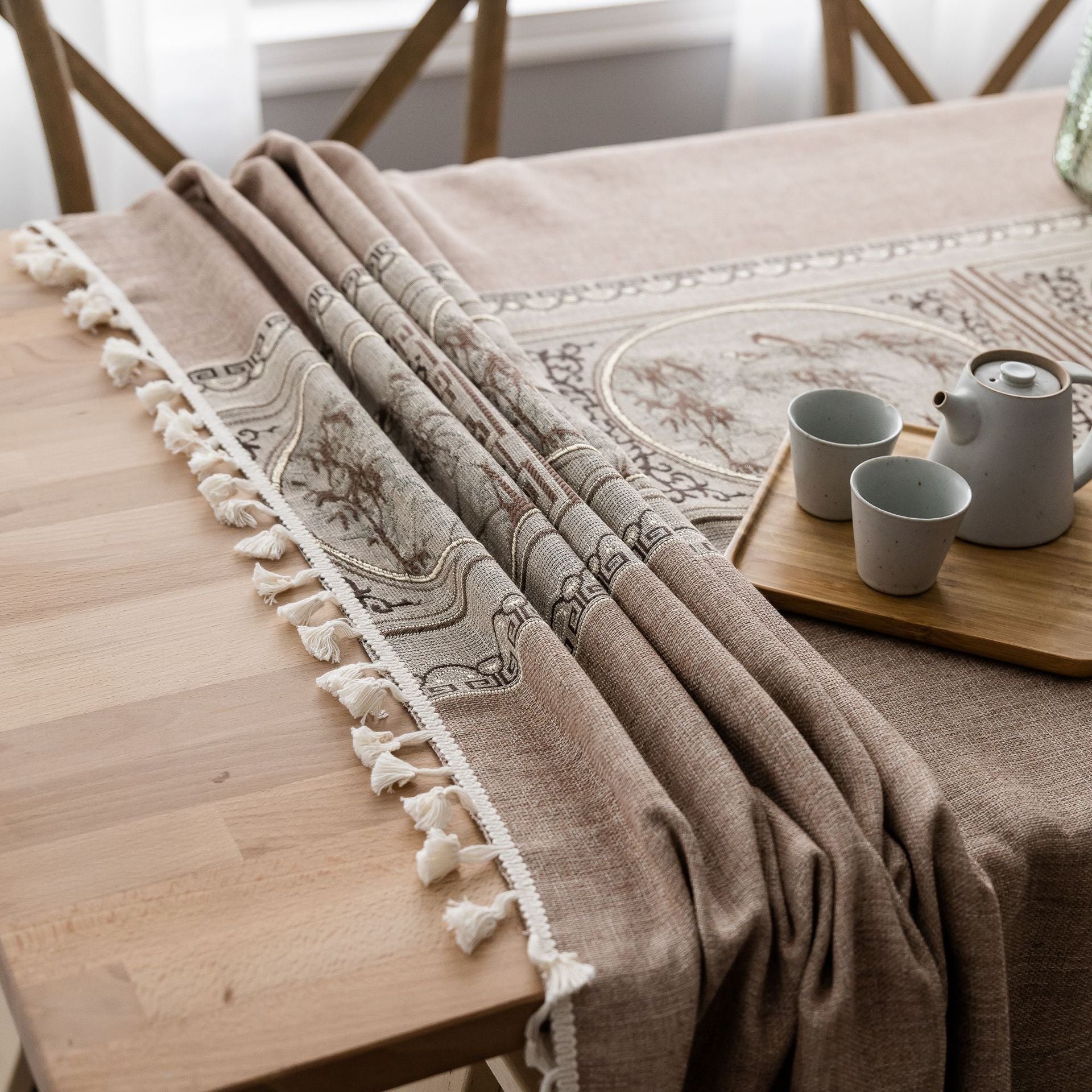 Tovaglia Lavabile in Lino | Stile Etnico Mediterraneo