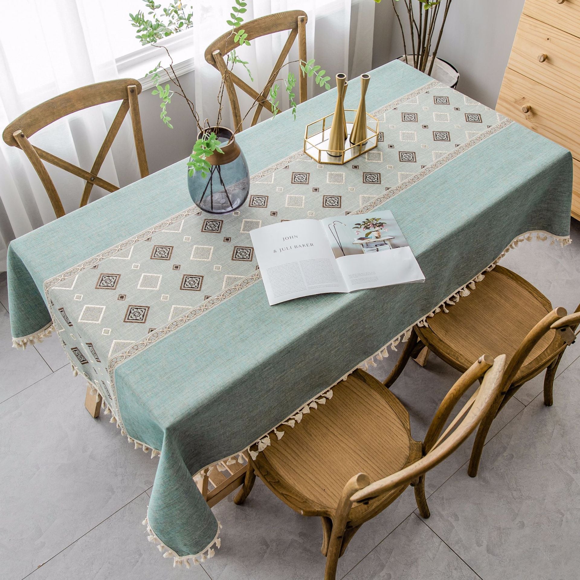 Tovaglia Lavabile in Lino | Stile Etnico Mediterraneo