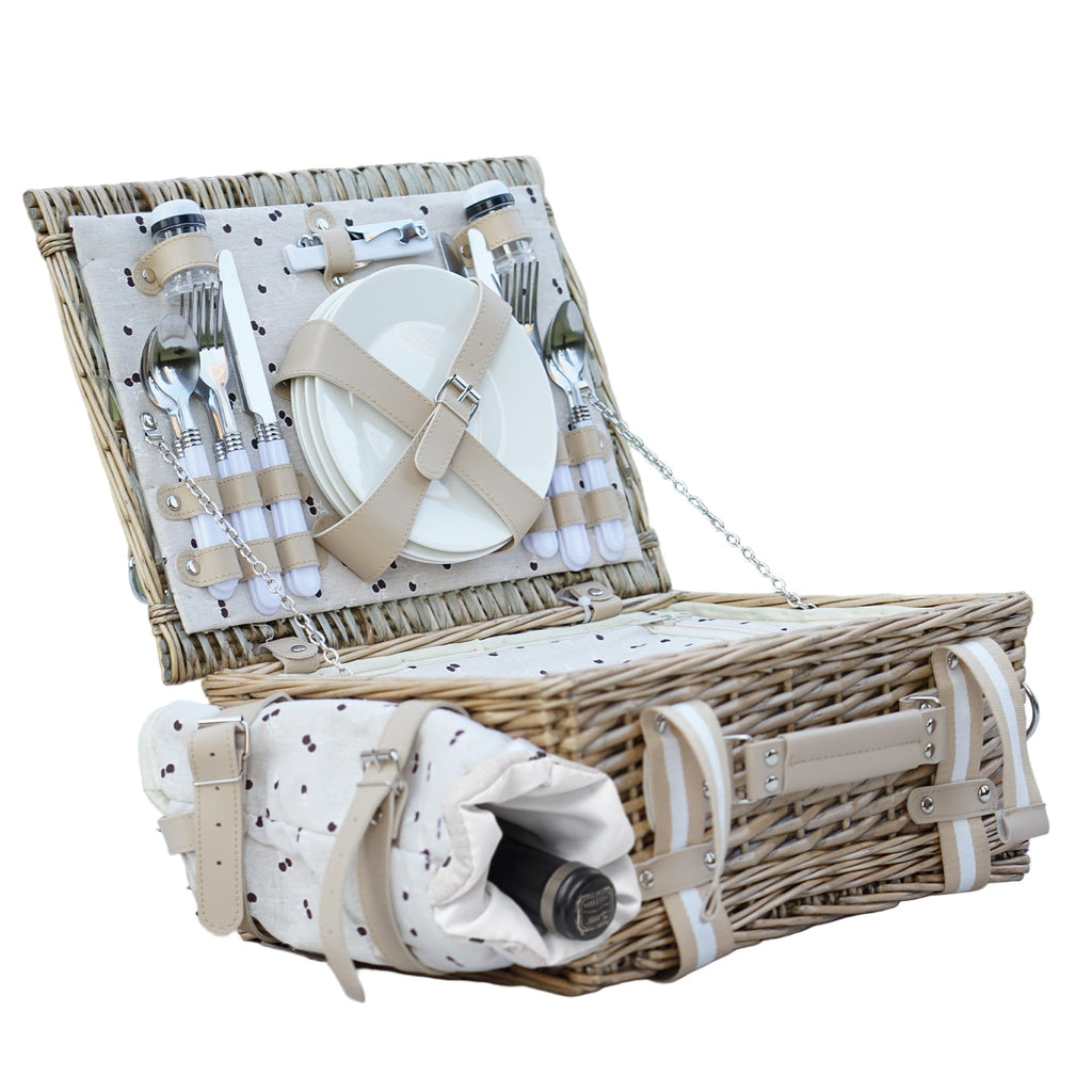 Four-Person Rattan Picnic Basket Set