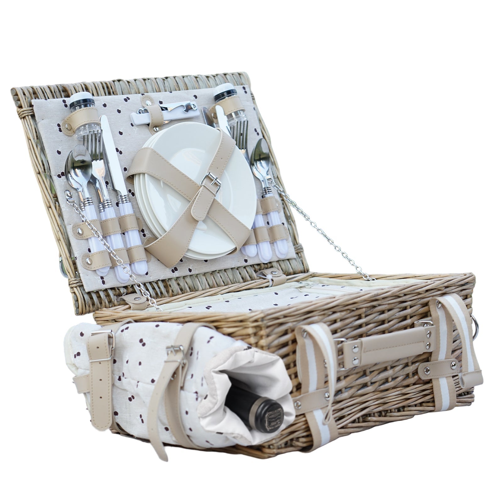 Four-Person Rattan Picnic Basket Set